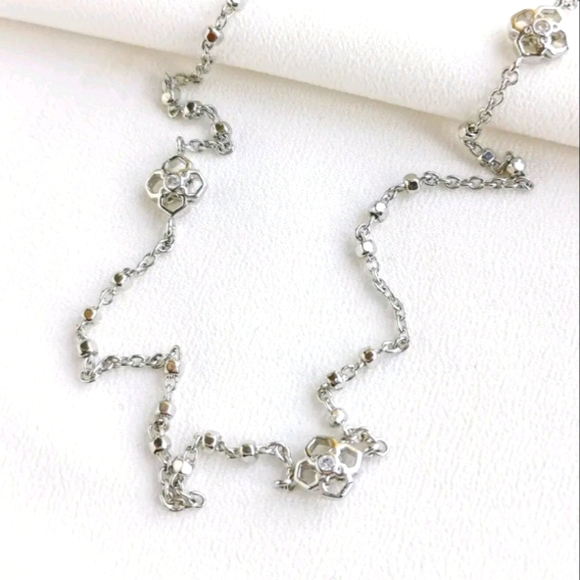 Kendra Scott Silver Pavé Medallion 36" Station Necklace and Charm New with Bag - Picture 2 of 7